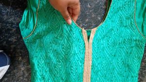 Stunning Teal Ethnic Gown with Golden Border