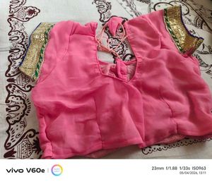 Elegant Pink Saree with Golden Border