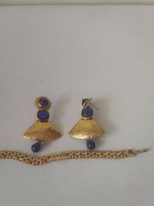 Gold Toned Earring and Bracelet Set