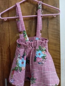 Cute Floral Embroidered Pinafore Dress