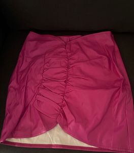 Fuchsia Ruched Mini Skirt