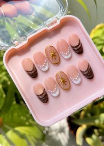 Nude & Brown Press-On Nails
