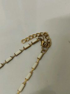 Elegant White &amp; Gold Necklace &amp; Earring Set🤍✨