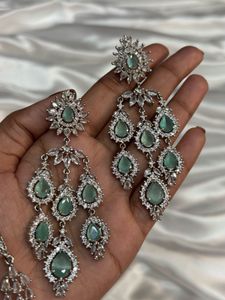 Noor-e-Mint Silver AD Choker Set 😍✨