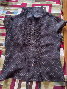 Chic Polka Dot Ruffled Blouse