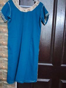 Peacock blue salwar suit set with zari embroidery