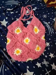 Crochet Daisy Tote Bag