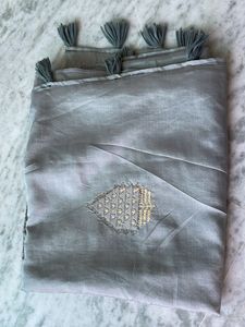 Elegant Grey Embroidered saree