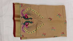 Elegant Peacockhand painting  Saree