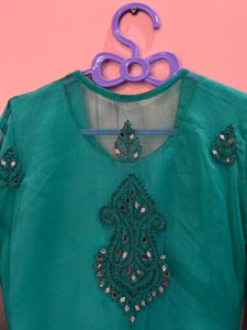 Teal Embroidered Kurta