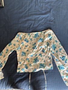 Boho Floral Tie-Front Kimono Top cardigan