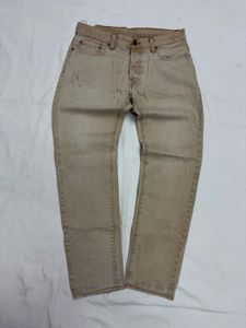 Tan Straight Leg Denim Jeans