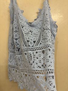 Blue Crochet Tank Top