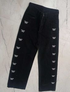 Chic Black Butterfly Jeans
