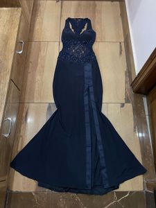 Elegant Navy drss with Lace Detail
