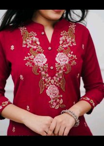 Maroon Embroidered Kurta Set