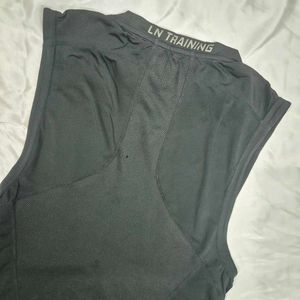Black Sleeveless Athletic T-Shirt gym workout