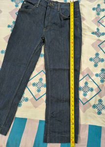 Zara Cropped Classic Straight Blue Denim Jeans
