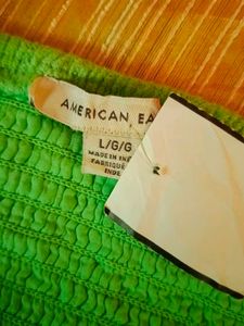 American Eagle Green Lace Cropped Tank