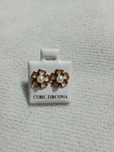 Floral Cubic Zirconia Pearl Earrings