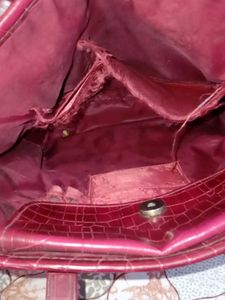 Chic Maroon Faux Leather Tote Bag