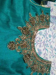 Stunning Teal Embroidered Ethnic Gown