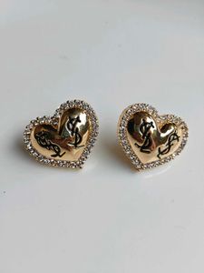 Heart Shaped YSL Stud Earrings