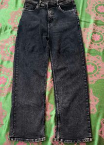 Washed Black Wide Leg Jeans