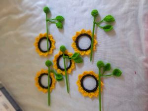 Handmade Crochet Sunflower Keychains