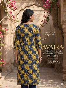 Blue Floral Print Kurta