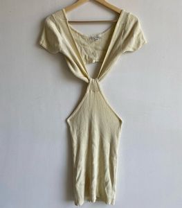 butter yellow cutout bodycon with a twist knot