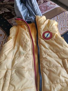 Yellow Padded Vest with Hoodie