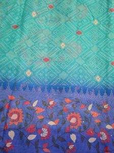 Beautiful Teal &amp; Blue Floral Saree