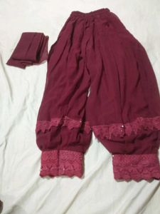 Charming Girls' Maroon Kurta with Pants