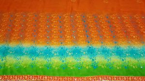Party Wear Saree(Orange &amp; Green Colour)