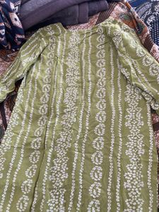 Elegant Olive Green Printed Kurta