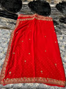 Elegant Red Embroidered Saree