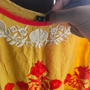 Yellow Embroidered Kurta