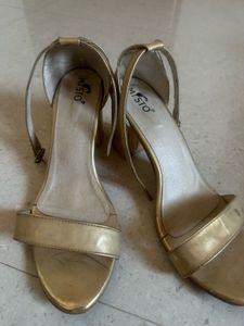 Elegant Gold Ankle Strap Heels