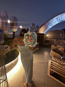 Elegant Blue Strapless Maxi Dress