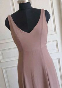 Elegant Mauve V-Neck Maxi Dress
