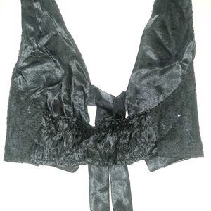 🖤 Handcrafted Black Sequin Halter Tie-Front Top