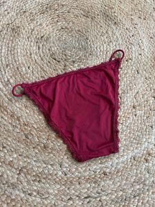 Red Lace Trim Bikini Panties