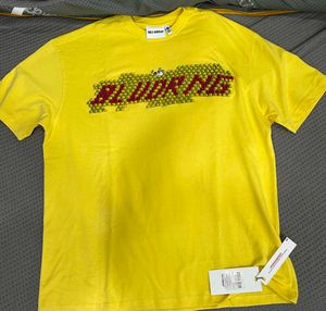 oversized bluorng yellow graphic print t shirt