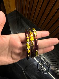 Set of 7 Vintage Hand-Painted Bangles
