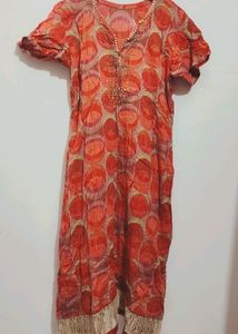 Orange 🟠 Red 🔴 Cotton Kurta