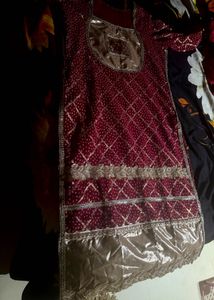 Elegant maroon Bandhani Kurta Set