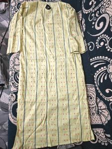Pastel Yellow Printed Long Kurti | Elegant Ethnic