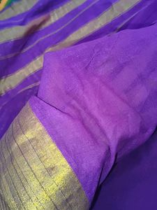 Striking Purple Striped Saree
