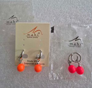 Mahi Design Studio Orange Ball Earrings